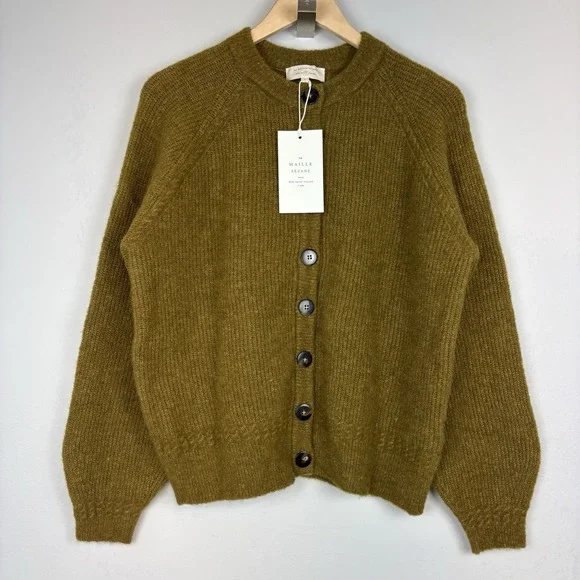 NWT Sezane Othello Sweater Cardigan Olive Green Sz L - Picture 1 of 8